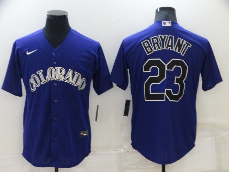 Men's Colorado Rockies Kris Bryant #23 Purple Baseball Jersey
